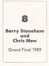 1990 Select AFL Stickers #8 Chris Mew / Barry Stoneham Back